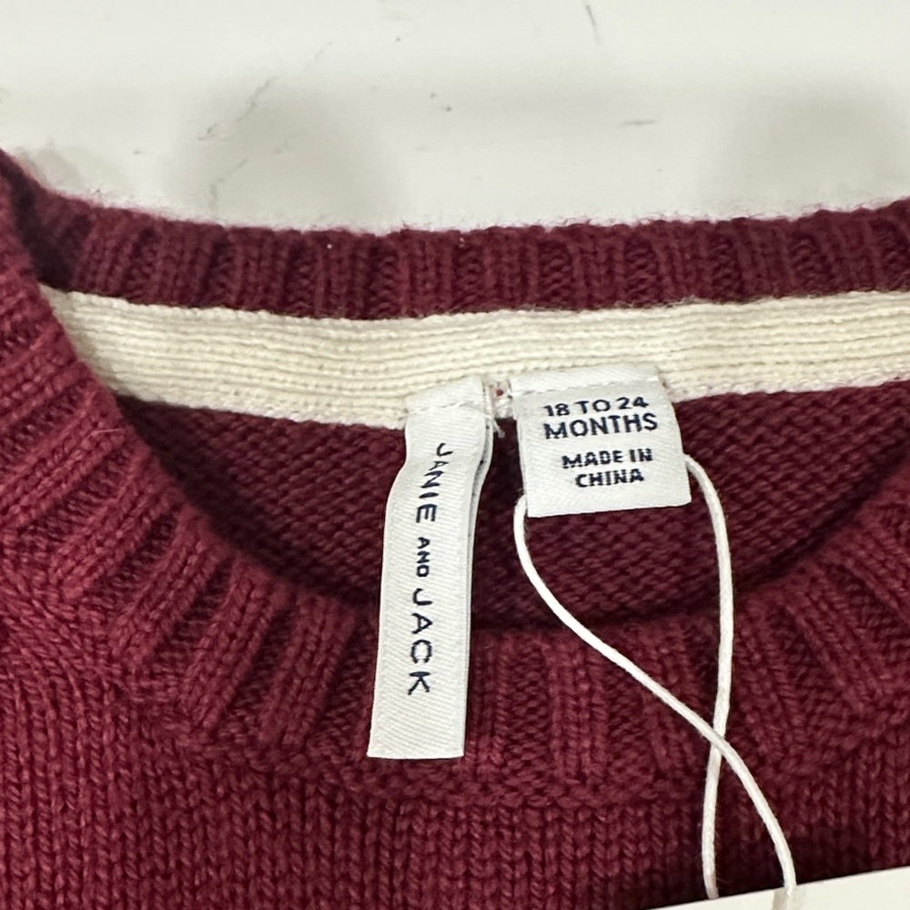 Janie and Jack Maroon Stag Knit Sweater 18-24months NWT - Picture 2 of 6